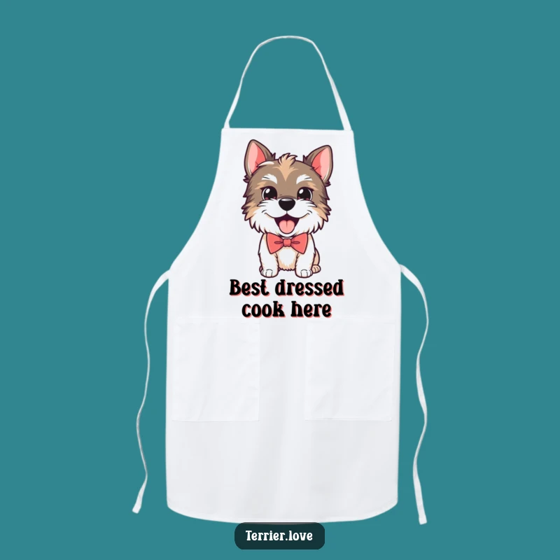 Funny Playful Terrier Bow Tie Apron - Dapper Kitchen Fun Gift!