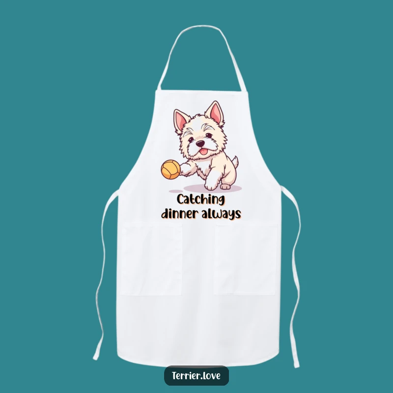 Funny Terrier Apron: Perked Ears Ball Catcher Chef Bib, Playful Gift
