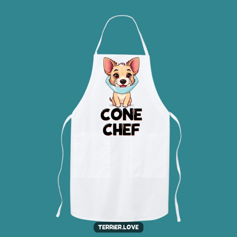 Funny Cone Terrier Apron - Bewildered Chef Dog, Quirky Kitchen Gift