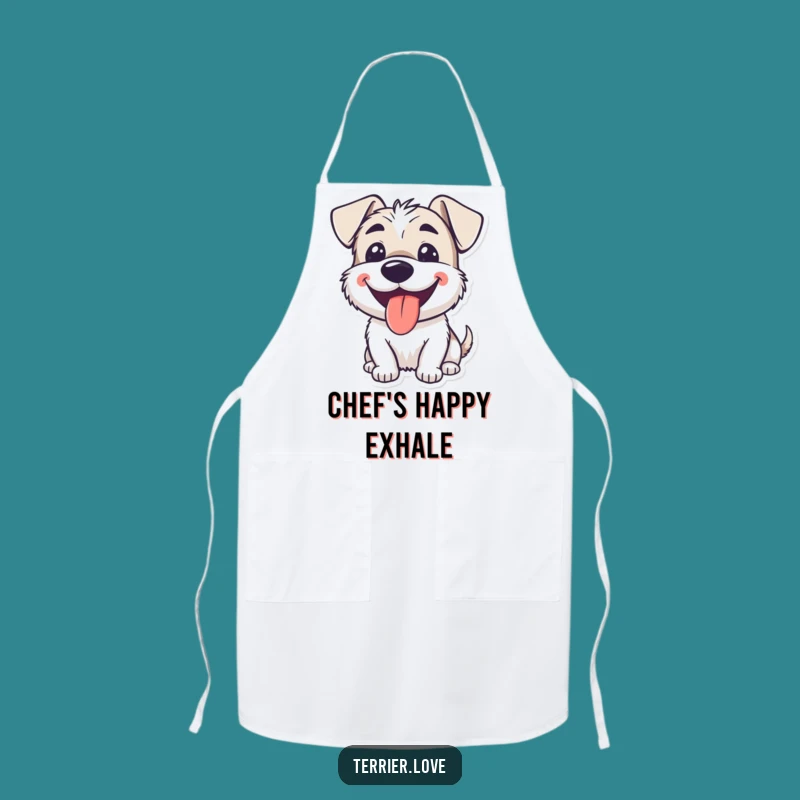 Funny Smiling Terrier Apron: Happy Panting Kitchen Gift