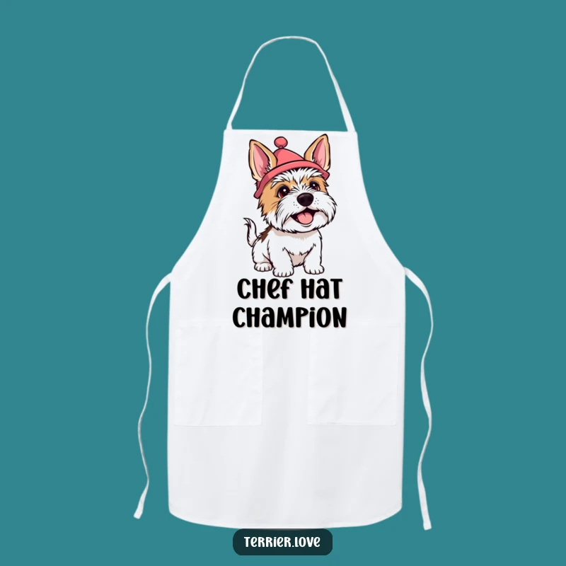 Funny Terrier Silly Hat Apron - Whimsical Kitchen Dog Accessory