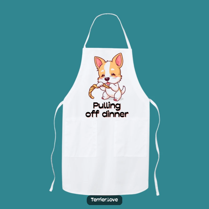 Funny Terrier Tugger Apron - Playful Dog Chef Wear, Fun Gift