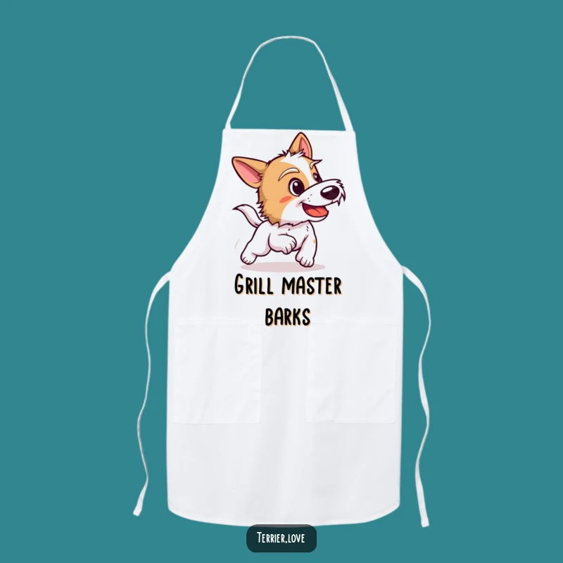 Funny Terrier Apron: Playful Barking Dog Chef, Kitchen Gift