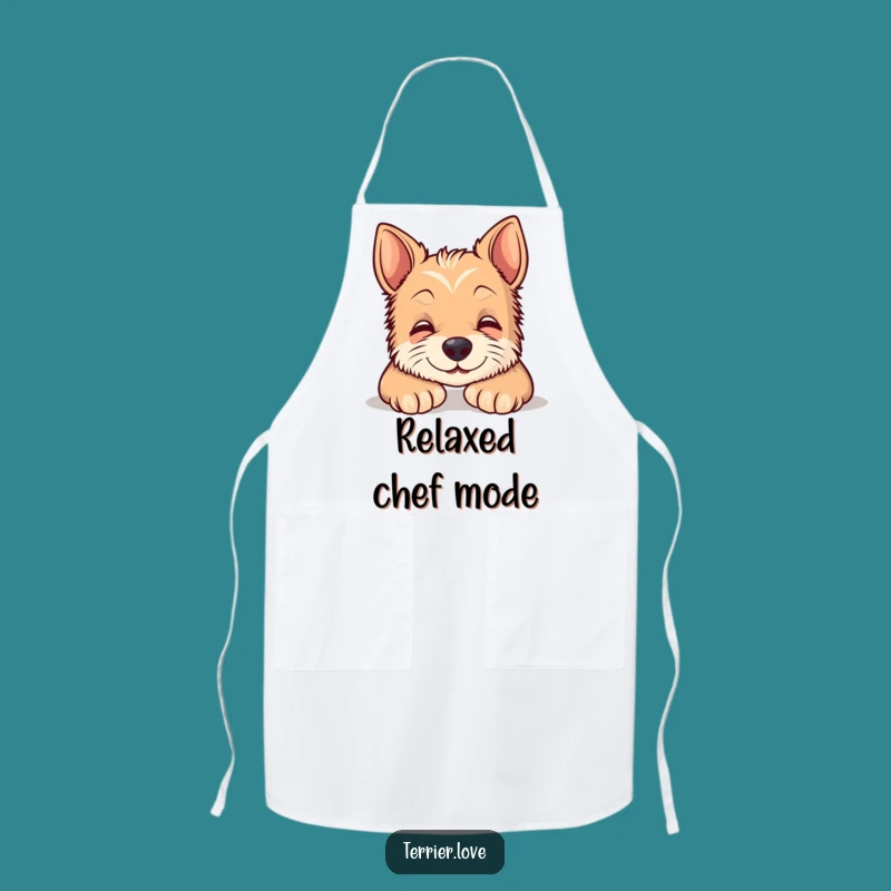 Funny Chef Terrier Apron - Content Smiling Dog Kitchen Accessory