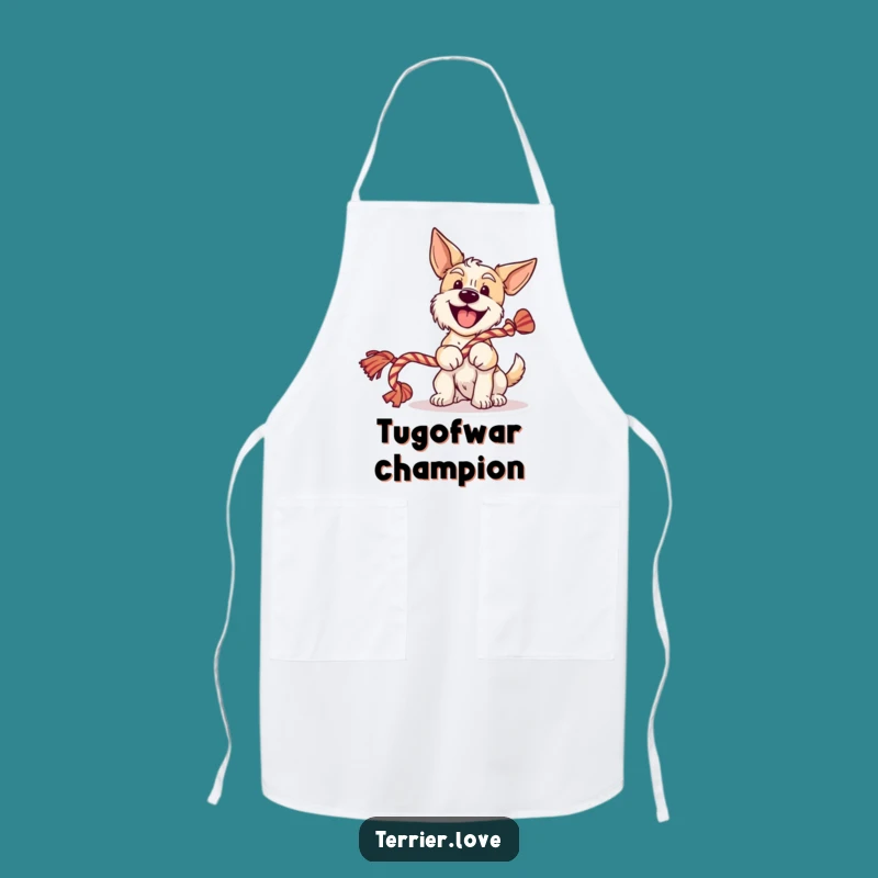 Funny Cheerful Terrier Wagging Tail Apron: Playful Kitchen Fun