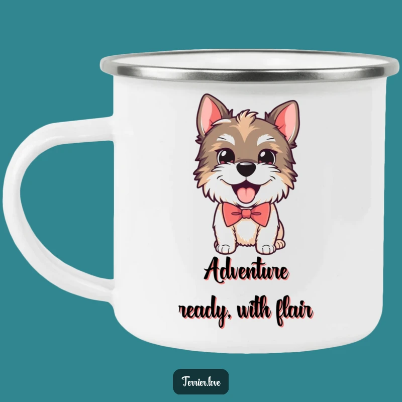 Funny Playful Terrier Bow Tie Camping Mug - Dapper Adventure Gift!
