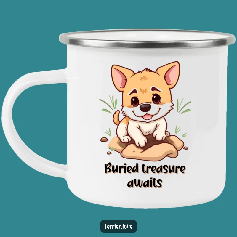 Funny Playful Terrier Digging Camping Mug: Adventure Digging