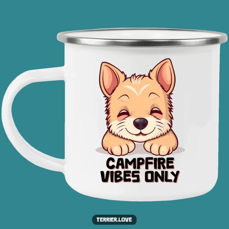 Funny Terrier Camping Mug - Content Smiling Dog Outdoor Cup