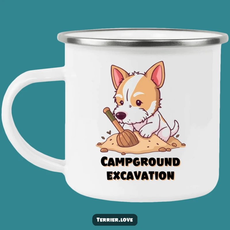 Funny 'Adventure Digger' Terrier Camping Mug - Hilarious Outdoor Gift!
