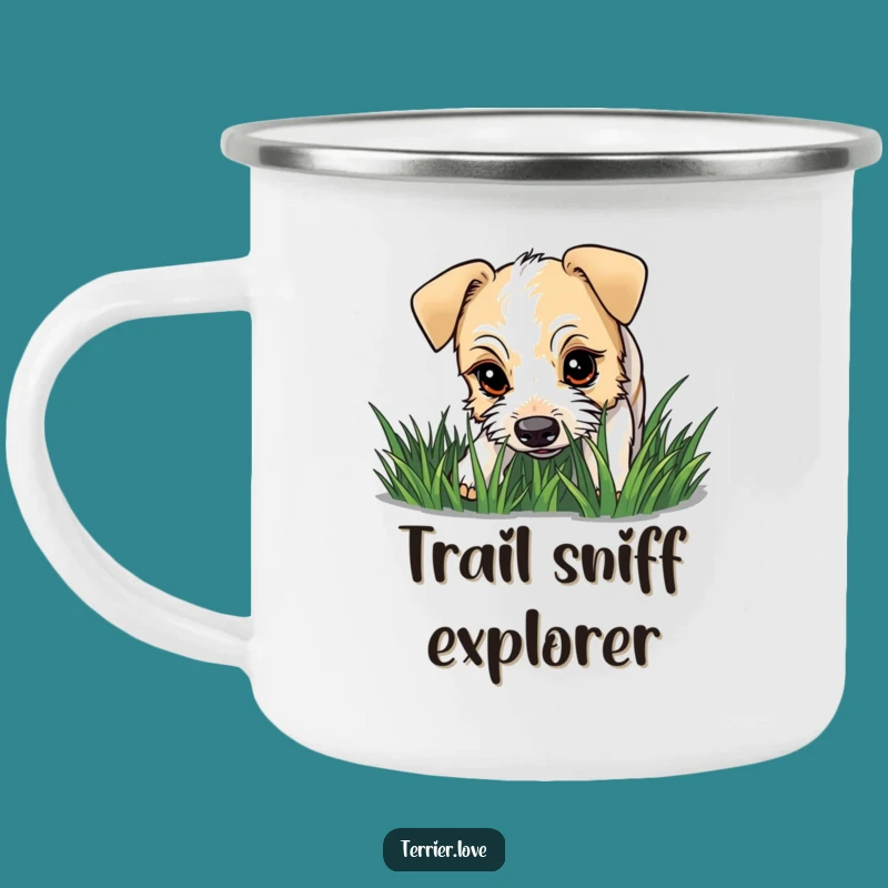 Durable Funny Terrier Curious Sniffing Camping Mug - Outdoor Exploration Buddy