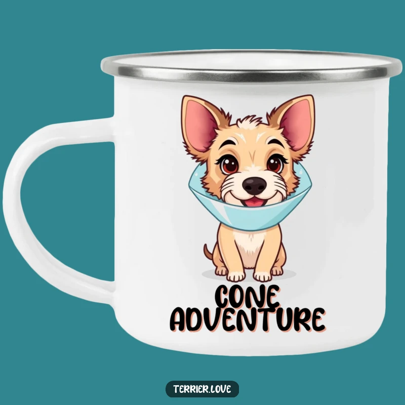 Funny Cone Terrier Camping Mug - Bewildered Dog Cup, Quirky Outdoor Gift