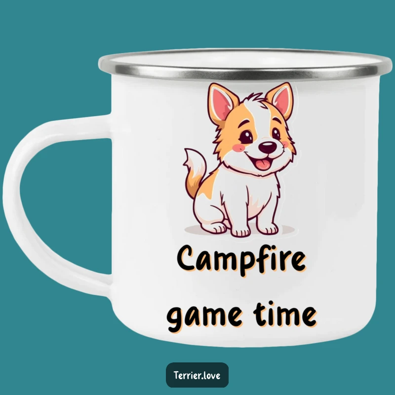 Funny Happy Terrier Camping Mug: Outdoor Game Pup, a Rugged Funny Gift
