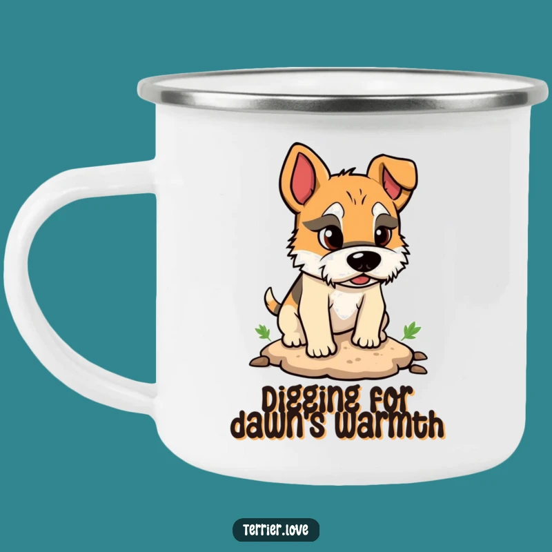 Funny Terrier Digger Adventure Camping Mug: Rugged & Hilarious Outdoor Gear