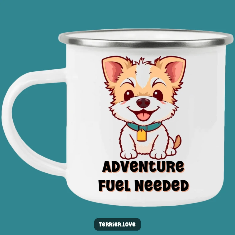 Funny Terrier Smile Camping Mug: Durable Dog Collar Tag Cup, Hilarious Outdoor Gift!