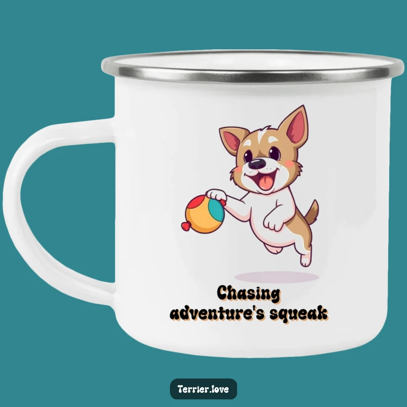 Funny Terrier Toy Leap Camping Mug: Adventure with Playful Paws