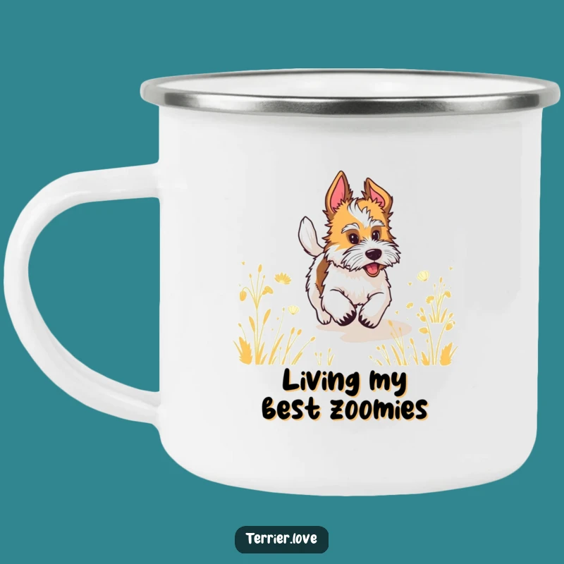 Funny Wagging Tail Terrier Camping Mug - Hilarious Outdoor Drinkware