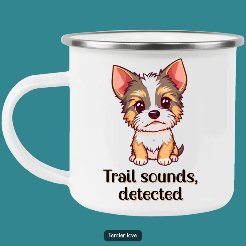 Funny Terrier Curious Head Cocked Camping Mug: Alert Ears Adventure Cup