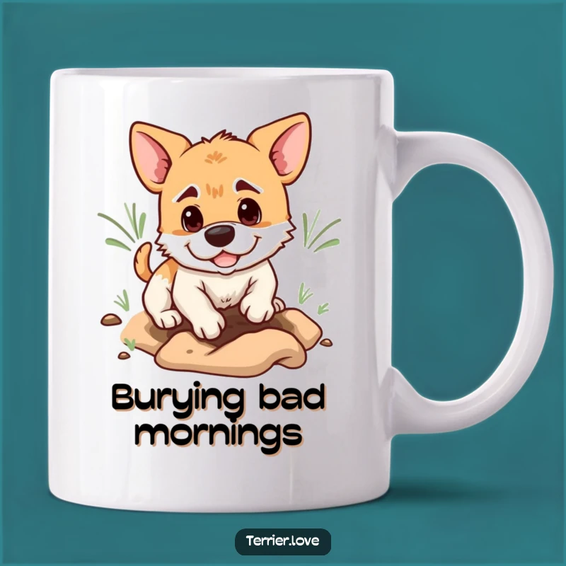Funny Determined Terrier Digging Mug: Playful Pup Gift