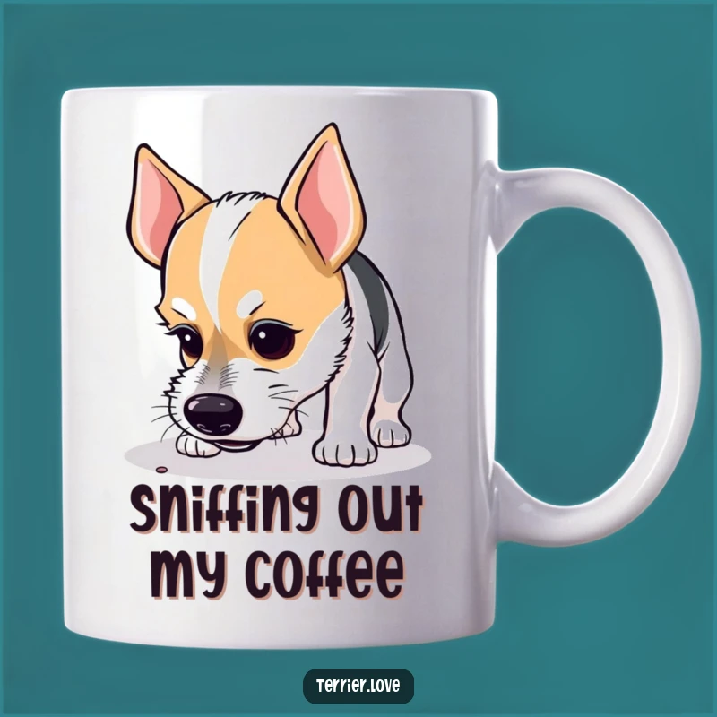 Funny Curious Terrier Mug: Focused Sniffer Dog Gift for Owners