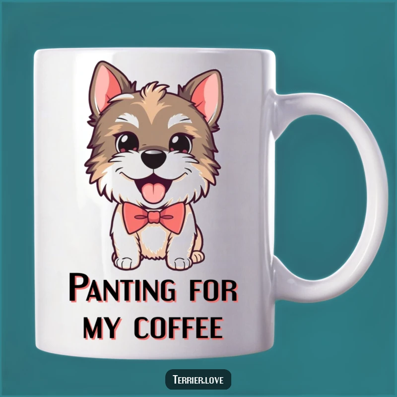 Funny Playful Terrier Bow Tie Mug - Happy Panting Dog Gift!