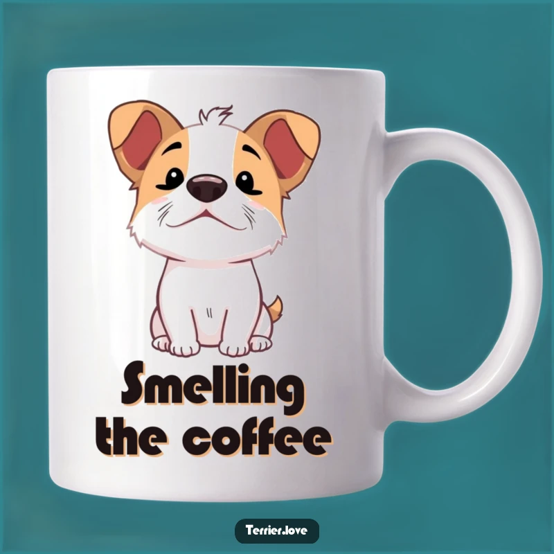 Funny Sniffing Terrier Mug - Excited Dog Nose Up Design, Perfect Gift