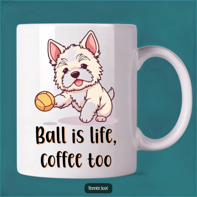 Funny Terrier Ball Catching Mug: Joyful Dog Mug, Perfect Playful Gift
