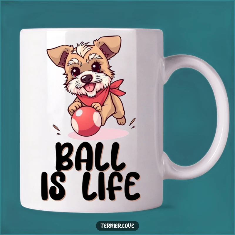 Funny Terrier Mug: Bandana, Ball Chase, Perfect Gift for Playful Dog Lovers