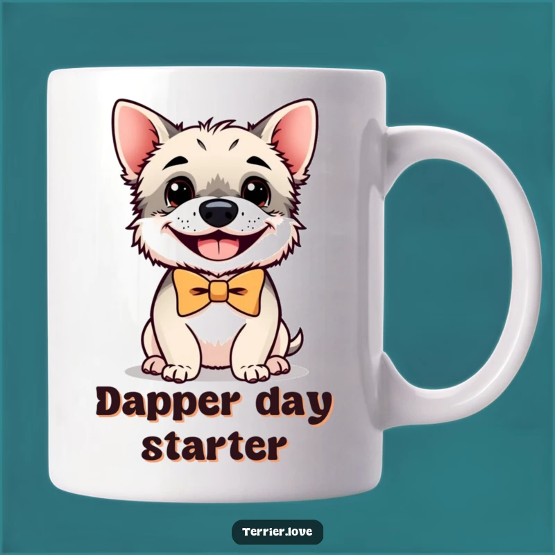 Funny Terrier Mug: Bowtie, Happy Grin, Perfect Gift for Dapper Dog Lovers