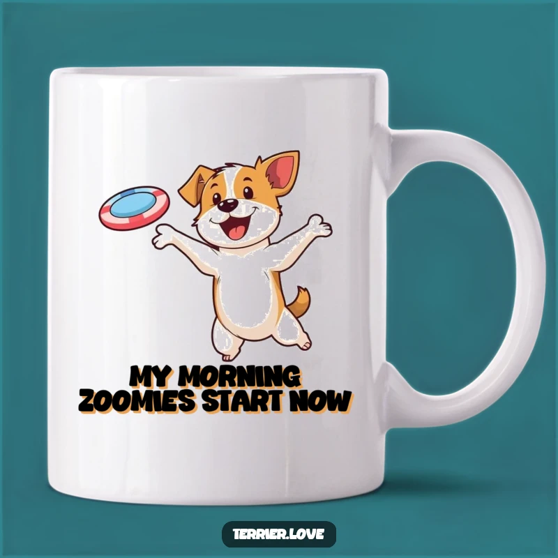 Funny Terrier Hero Mug: Catching Disc Action, Perfect Dog Lover Gift