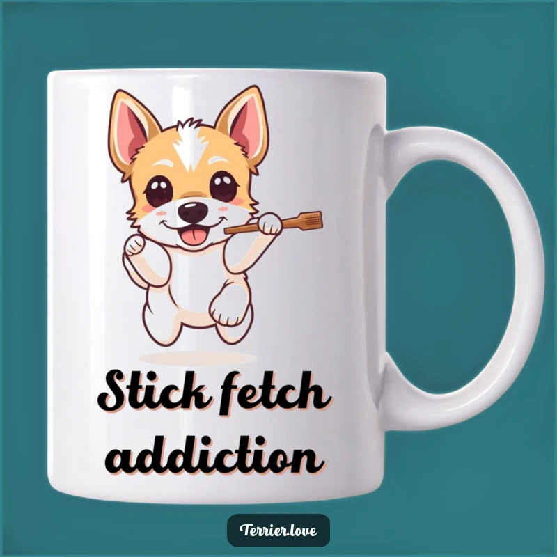 Funny Terrier Stick Leap Mug - Hilarious Dog Fetch Gift for Enthusiasts