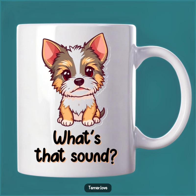 Funny Terrier Head Cocked Mug: Curious Dog's Alert Ears Gift