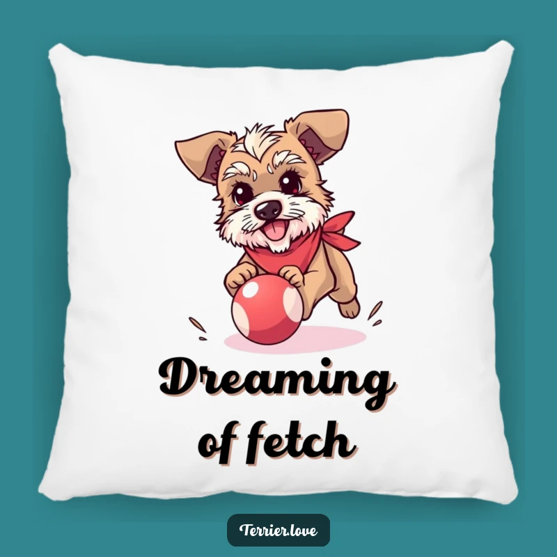 Cute Funny Terrier Pillow: Bandana, Ball Chase, Comfy Gift for Pup Fans