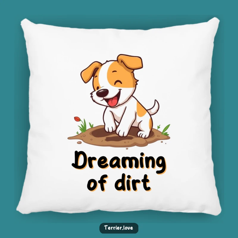 Cute Funny Terrier Pillow: Digging Dog, Energetic, Comfy Gift for Pup Fans