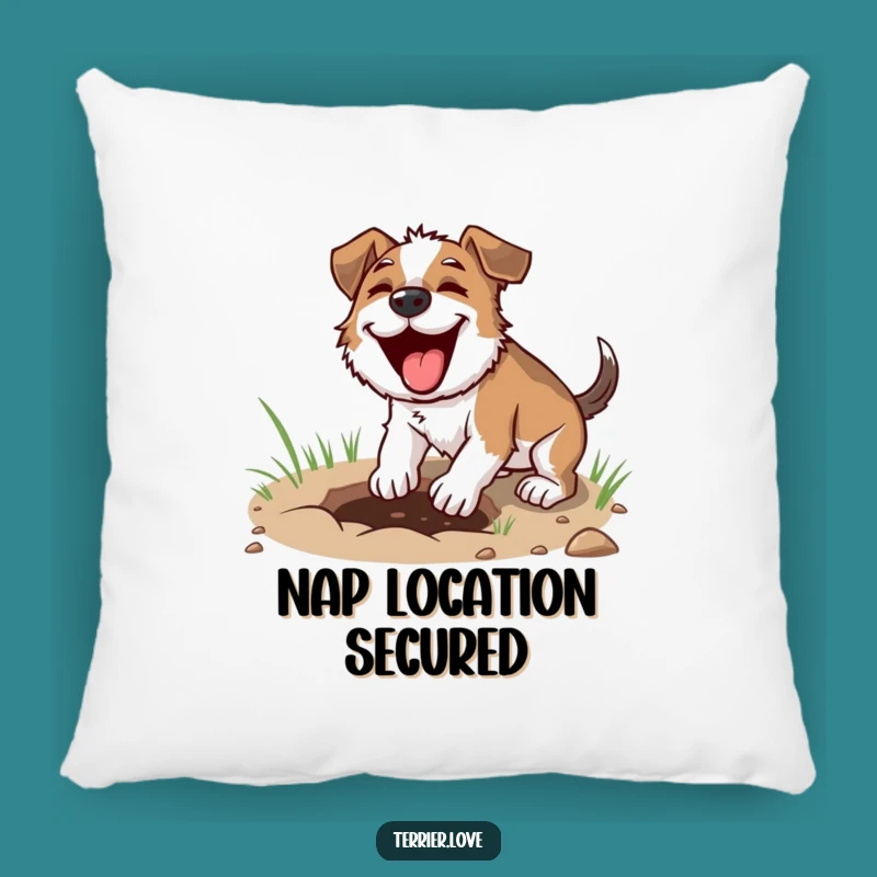 Funny Digging Terrier Pillow - Cozy Focused Dog Cushion, Hobby Gift