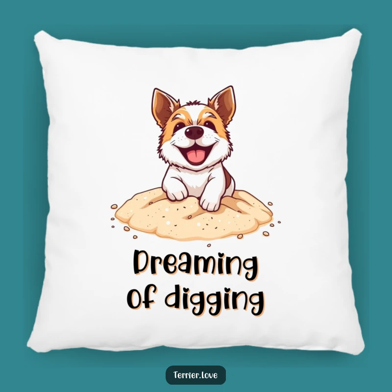 Funny Digging Terrier Pillow - Grinning Dog Cushion, Playful Pet Lover Gift