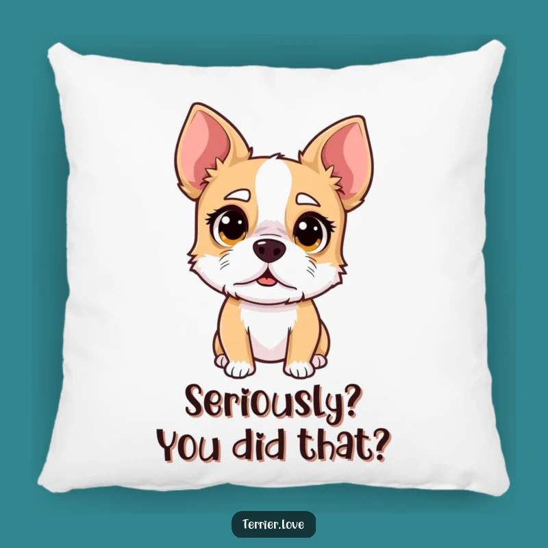 Funny Surprised Terrier Pillow - Cozy Wide-Eyed Dog Cushion, Reactionary Gift