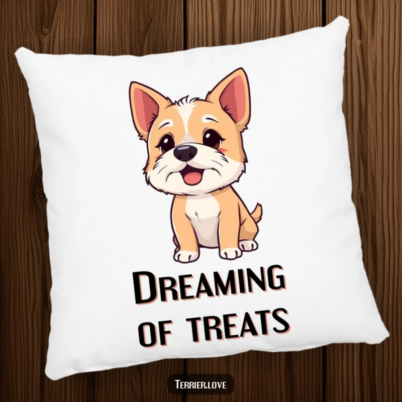 Funny Pillow with a terrier sniffing the air with its nose up, soft and humorous decor for explorers.