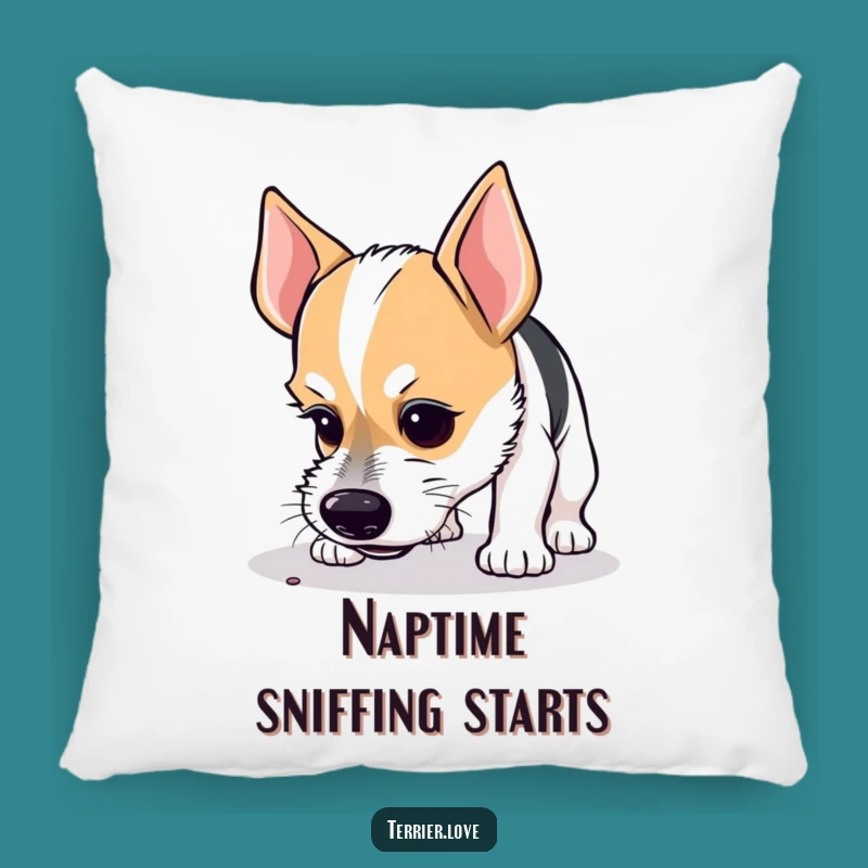 Funny Terrier Pillow: Curious Sniffer Dog Accent Cushion Gift