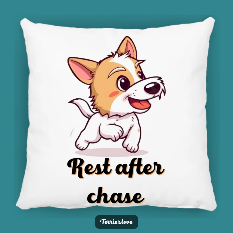 Funny Terrier Pillow: Playful Barking Dog Comfort, Chase Decor Gift