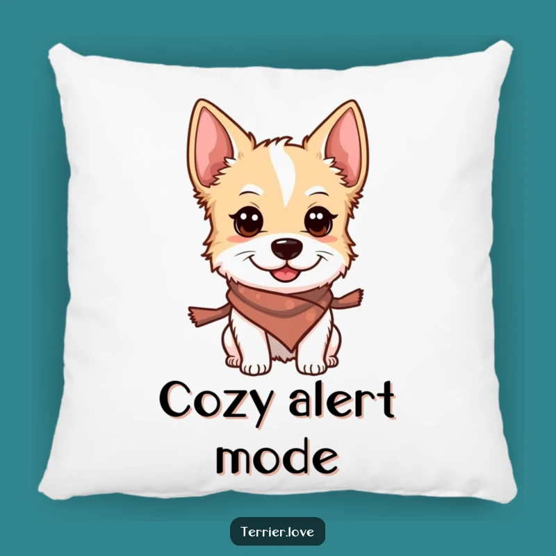Funny Terrier Pillow: Smiling Scarf Dog Alert Cushion Gift