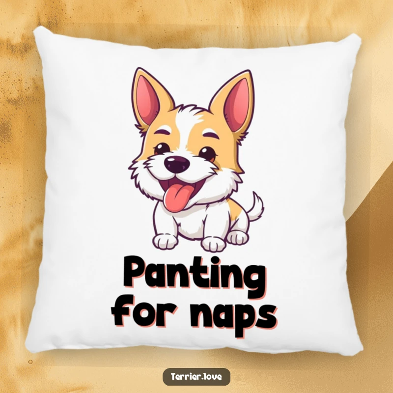 Funny Pillow featuring an energetic terrier with its tongue playfully out, offering comfort and a touch of lighthearted humor to your decor.