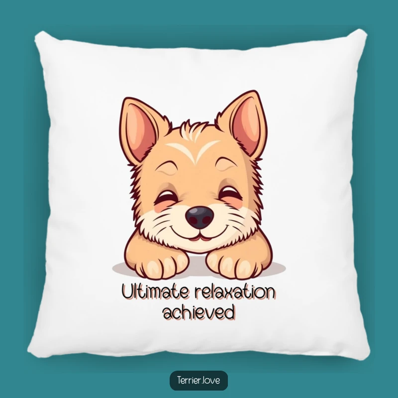 Funny Comfy Terrier Pillow - Content Smiling Dog Cushion