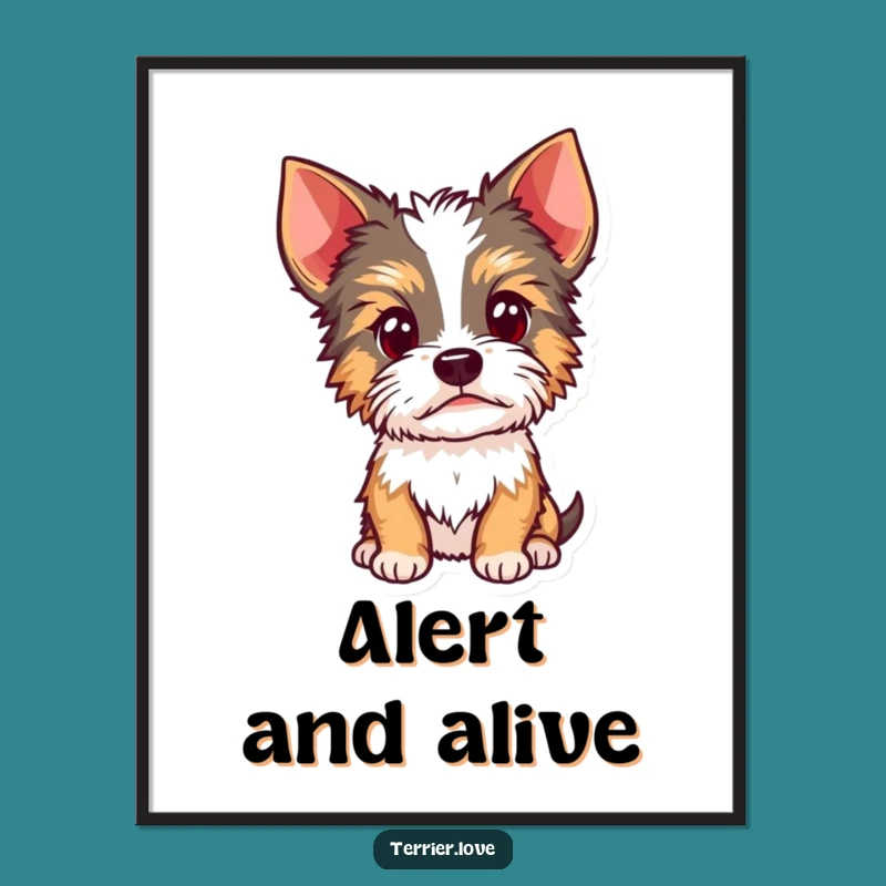 Funny Terrier Curious Head Cocked Digital Art: Alert Ears Print