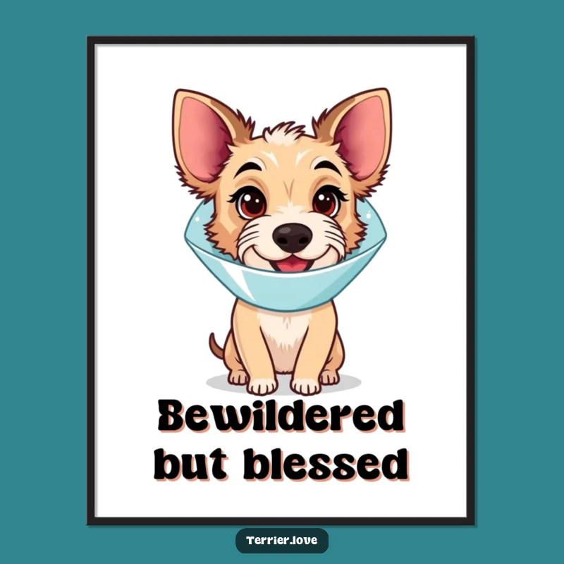 Funny Cone Terrier Digital Print - Bewildered Happy Art, Instant Quirky Gift