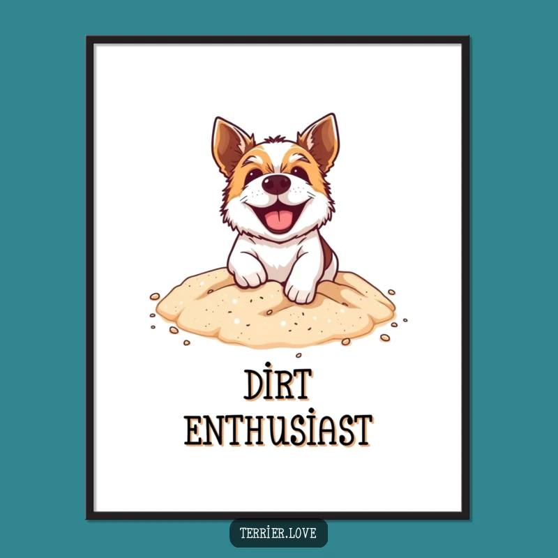 Funny Digging Terrier Digital Print - Grinning Dog Art, Instant Energetic Gift
