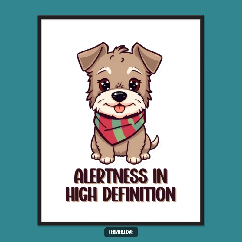 Funny Happy Terrier Digital Art: Cheerful Dog Decor, Instant Gift