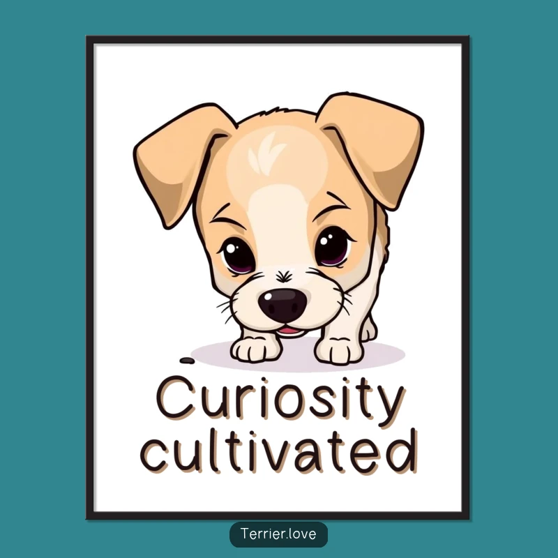 Funny Terrier Digital Art: Curious Sniffer, Floppy Ears, Instant Download Gift