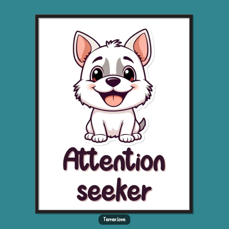 Funny Terrier Digital Art: Happy Panting Dog Wall Decor, Gift