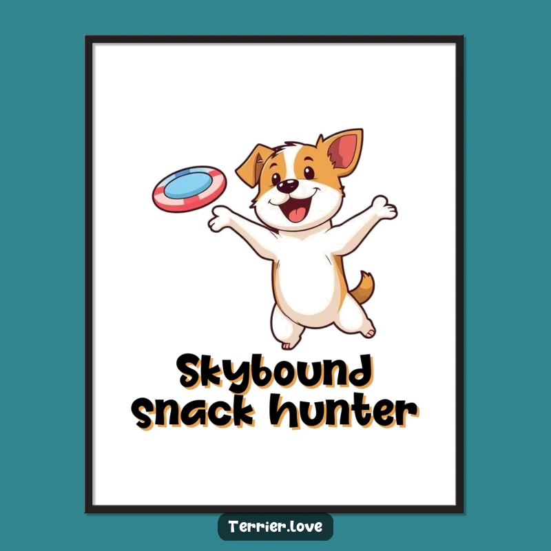 Funny Terrier Disc Catch High-Res Digital Art Print: Instant Humor Download
