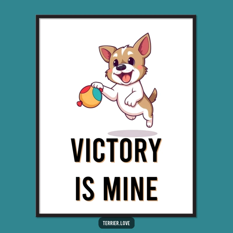 Funny Terrier Toy Leap Digital Print: Dynamic Dog Art Download